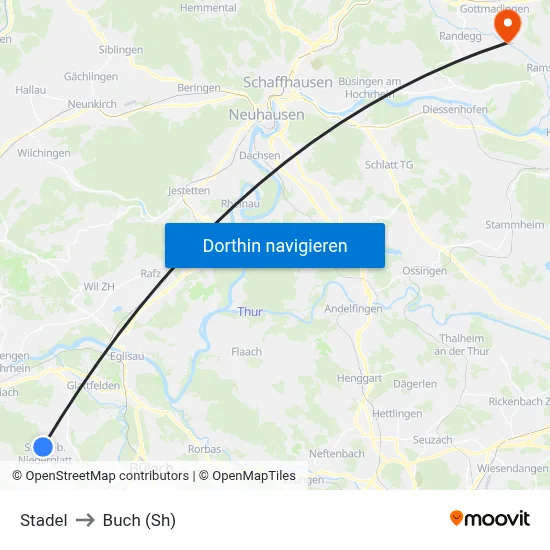 Stadel to Buch (Sh) map
