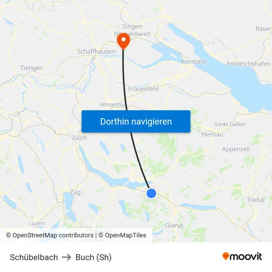 Schübelbach to Buch (Sh) map