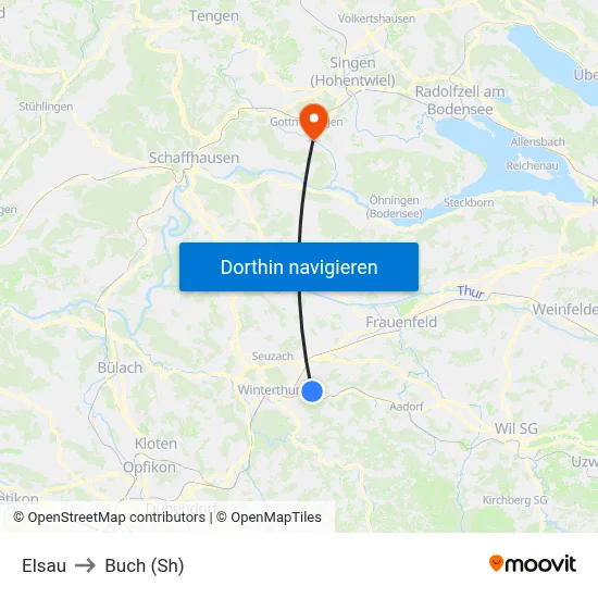 Elsau to Buch (Sh) map