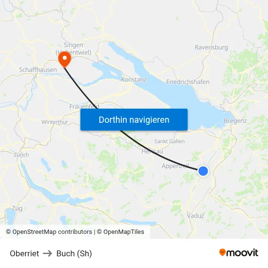 Oberriet to Buch (Sh) map