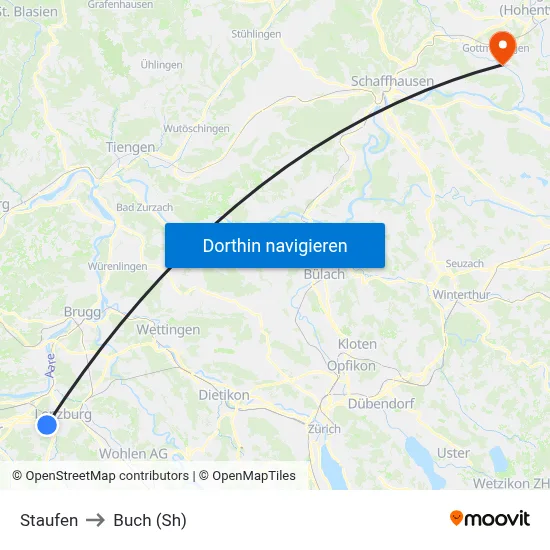 Staufen to Buch (Sh) map