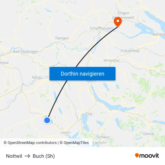 Nottwil to Buch (Sh) map