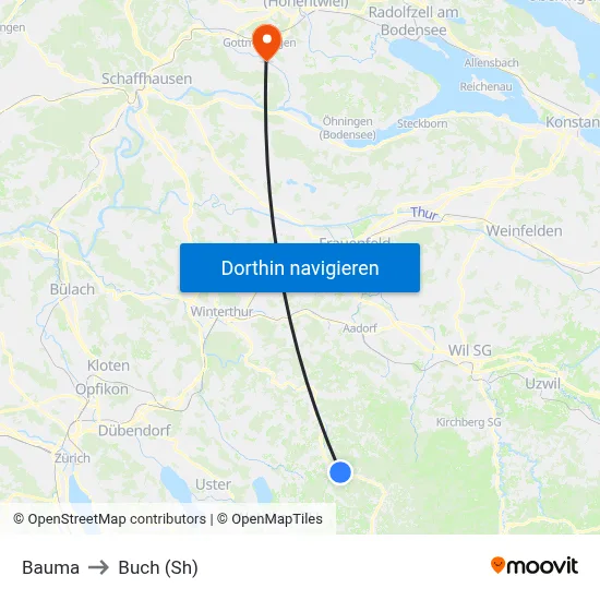 Bauma to Buch (Sh) map