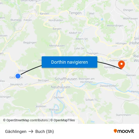 Gächlingen to Buch (Sh) map