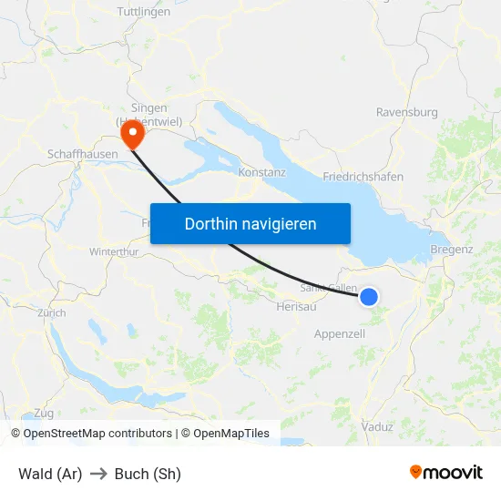 Wald (Ar) to Buch (Sh) map