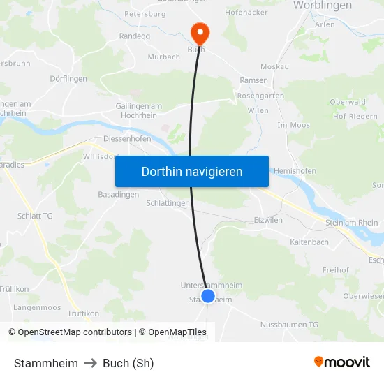 Stammheim to Buch (Sh) map