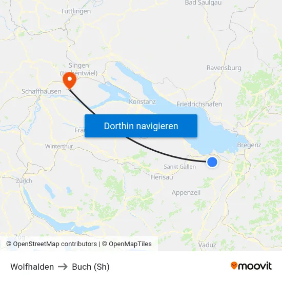 Wolfhalden to Buch (Sh) map