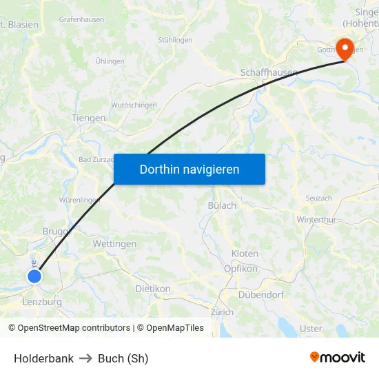 Holderbank to Buch (Sh) map