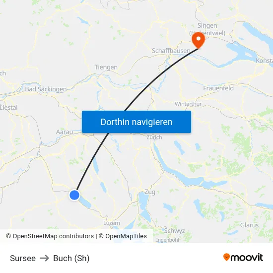 Sursee to Buch (Sh) map