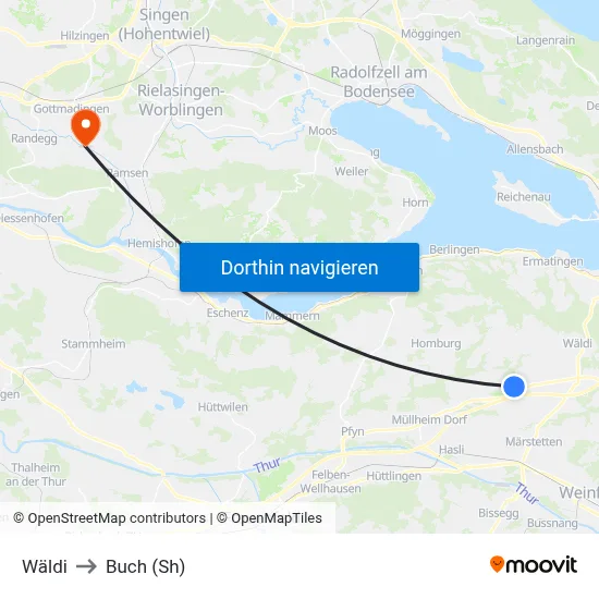 Wäldi to Buch (Sh) map