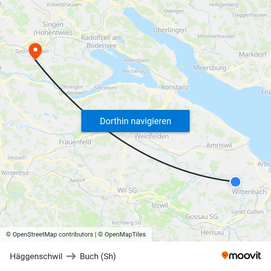 Häggenschwil to Buch (Sh) map