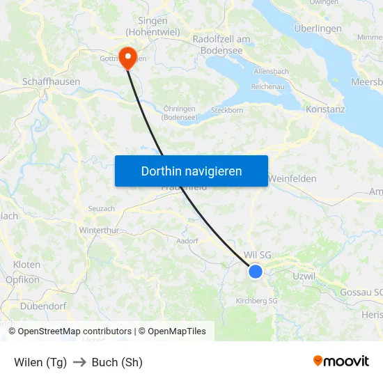 Wilen (Tg) to Buch (Sh) map