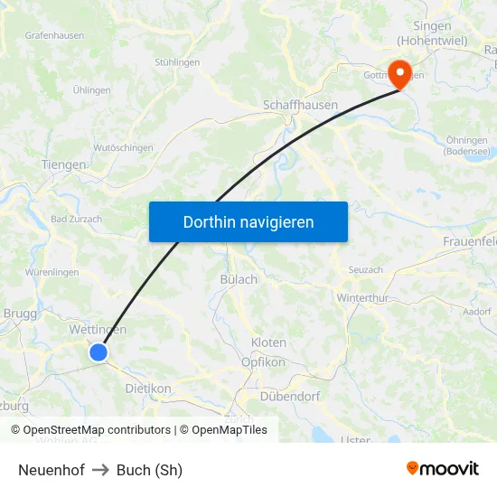 Neuenhof to Buch (Sh) map