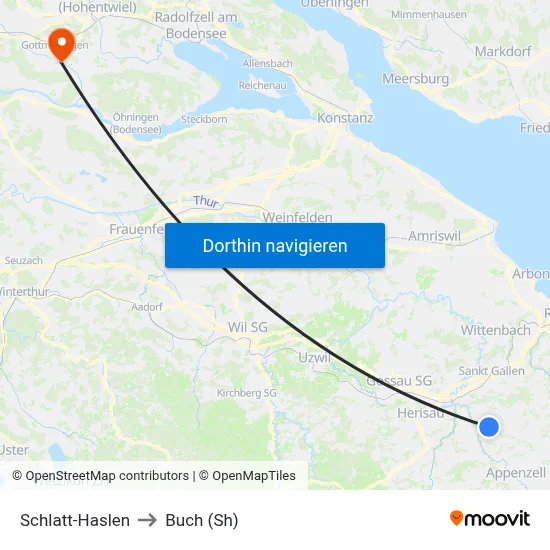 Schlatt-Haslen to Buch (Sh) map