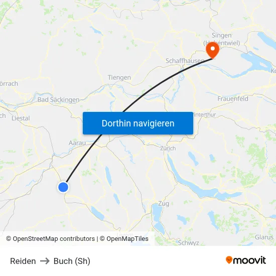 Reiden to Buch (Sh) map