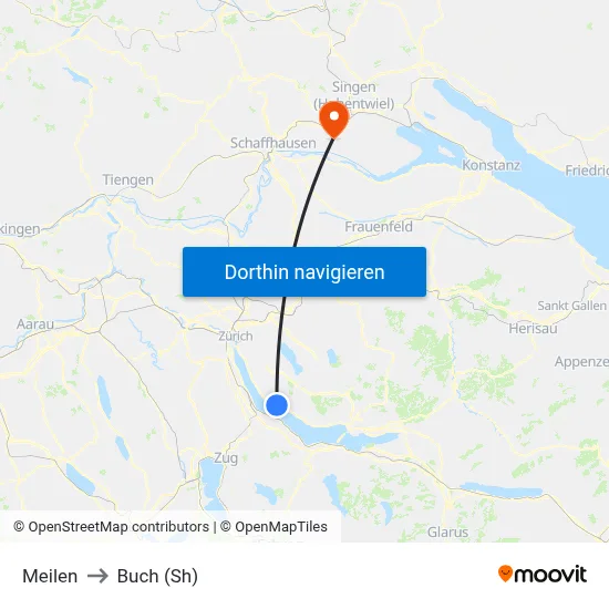 Meilen to Buch (Sh) map
