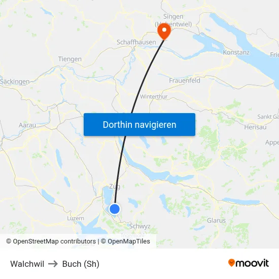 Walchwil to Buch (Sh) map