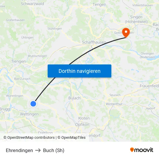 Ehrendingen to Buch (Sh) map