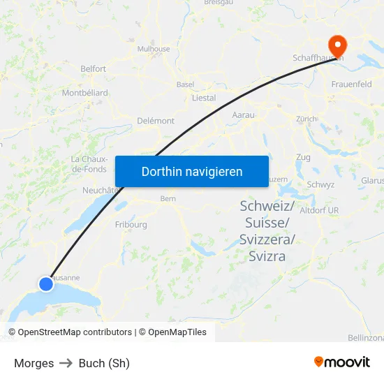 Morges to Buch (Sh) map
