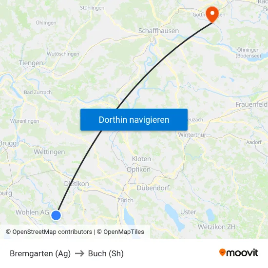 Bremgarten (Ag) to Buch (Sh) map