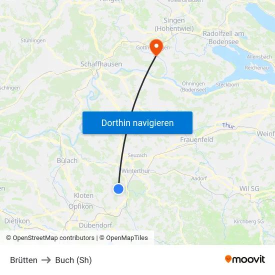 Brütten to Buch (Sh) map