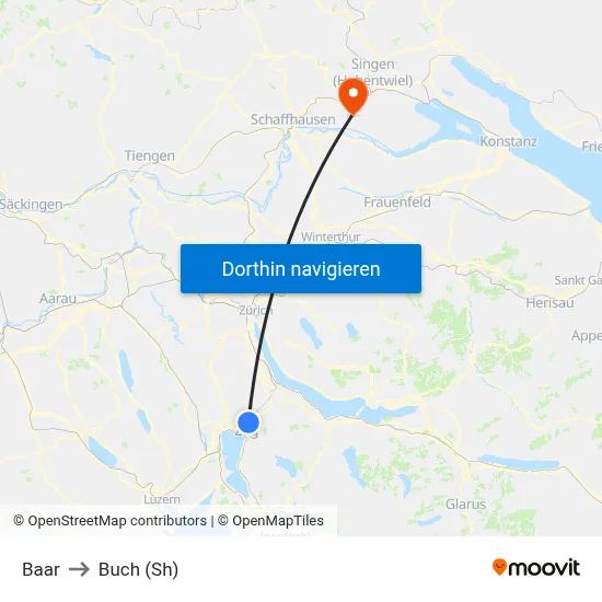 Baar to Buch (Sh) map