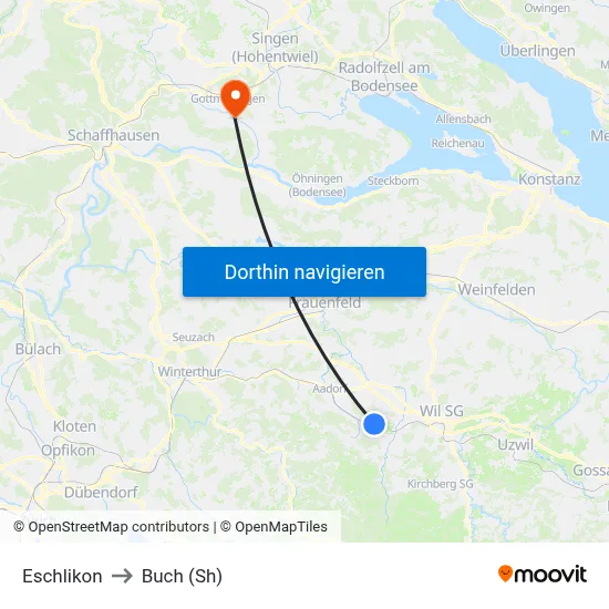Eschlikon to Buch (Sh) map
