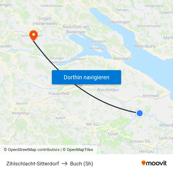 Zihlschlacht-Sitterdorf to Buch (Sh) map
