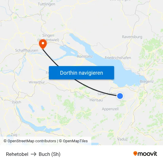 Rehetobel to Buch (Sh) map