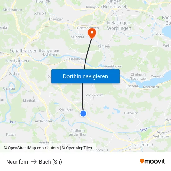 Neunforn to Buch (Sh) map
