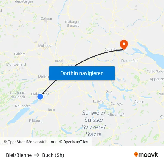Biel/Bienne to Buch (Sh) map