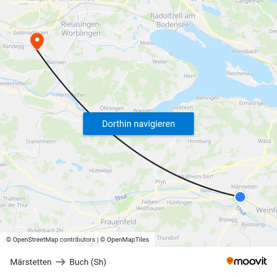 Märstetten to Buch (Sh) map