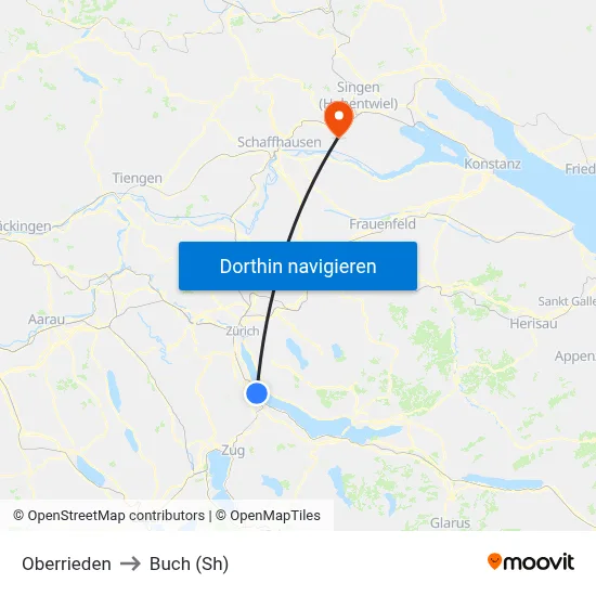 Oberrieden to Buch (Sh) map
