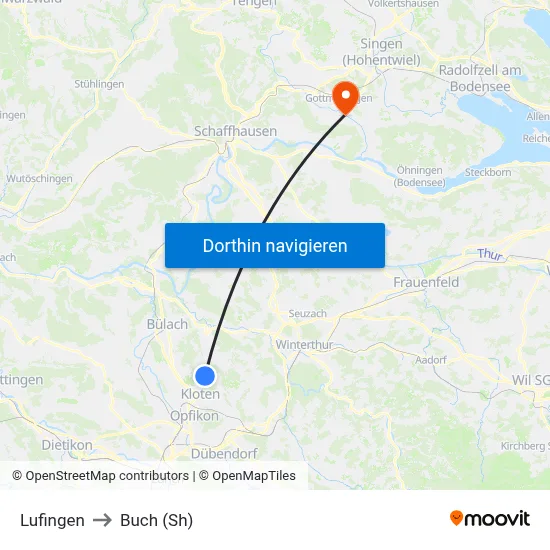 Lufingen to Buch (Sh) map