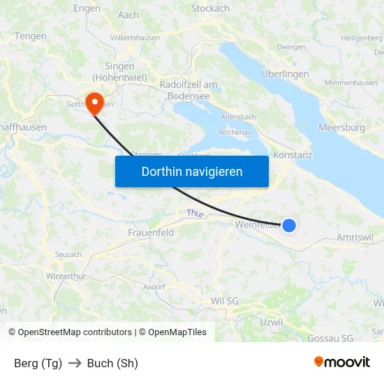 Berg (Tg) to Buch (Sh) map