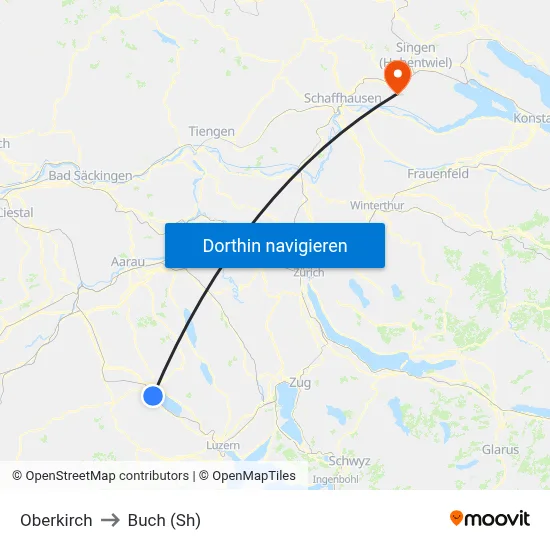 Oberkirch to Buch (Sh) map
