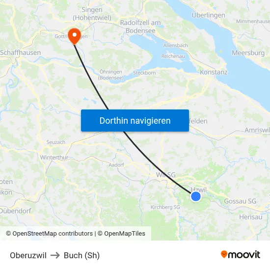 Oberuzwil to Buch (Sh) map