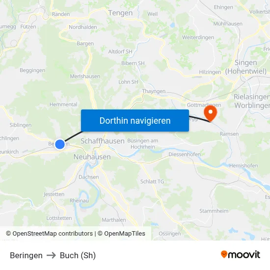 Beringen to Buch (Sh) map