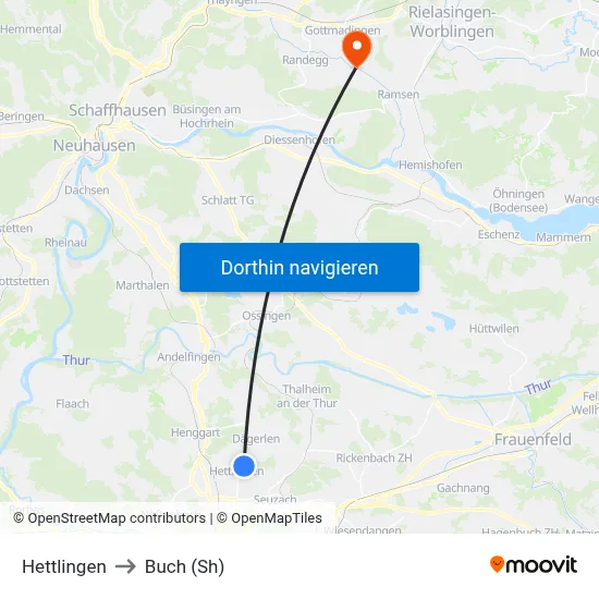Hettlingen to Buch (Sh) map