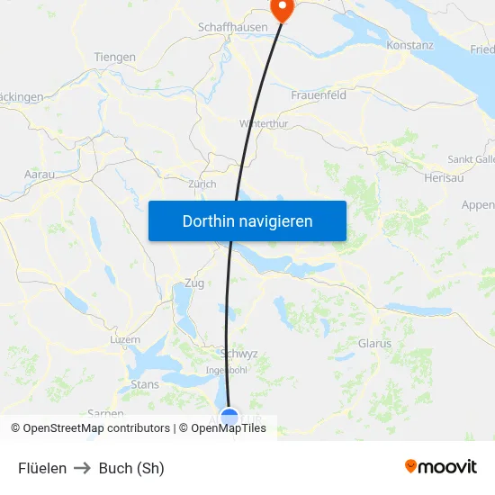 Flüelen to Buch (Sh) map