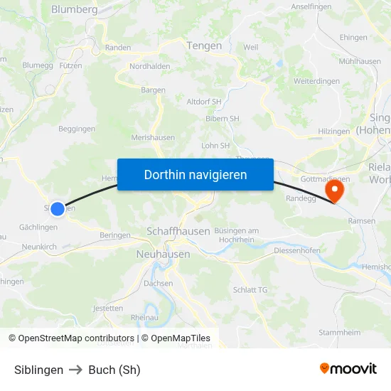Siblingen to Buch (Sh) map