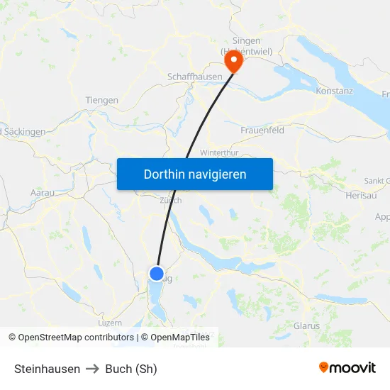 Steinhausen to Buch (Sh) map