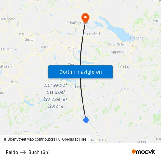 Faido to Buch (Sh) map