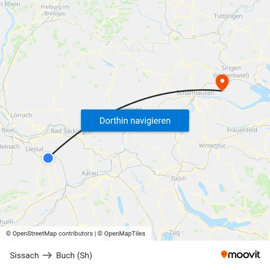 Sissach to Buch (Sh) map
