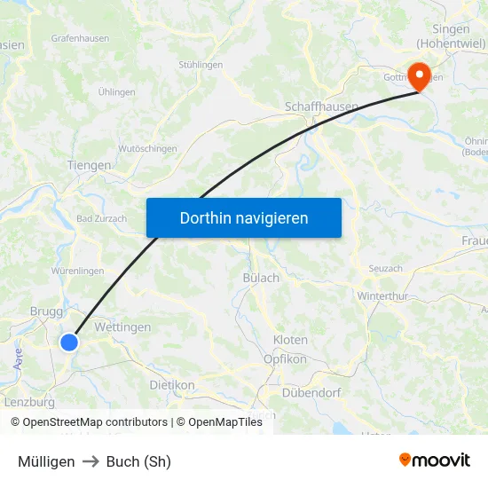 Mülligen to Buch (Sh) map