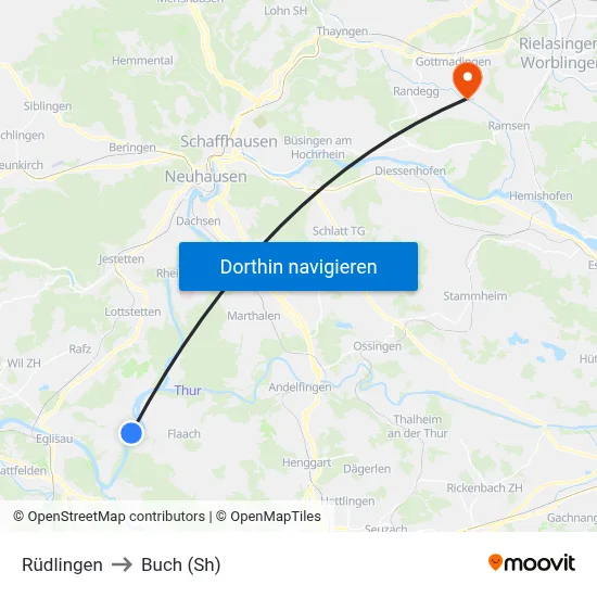 Rüdlingen to Buch (Sh) map