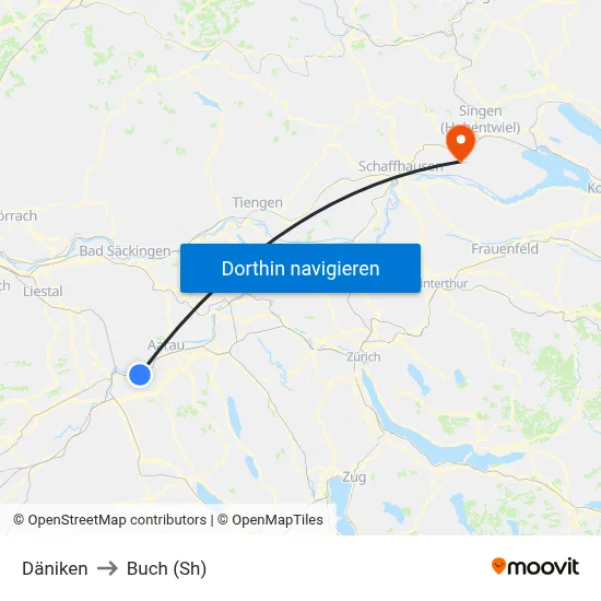 Däniken to Buch (Sh) map