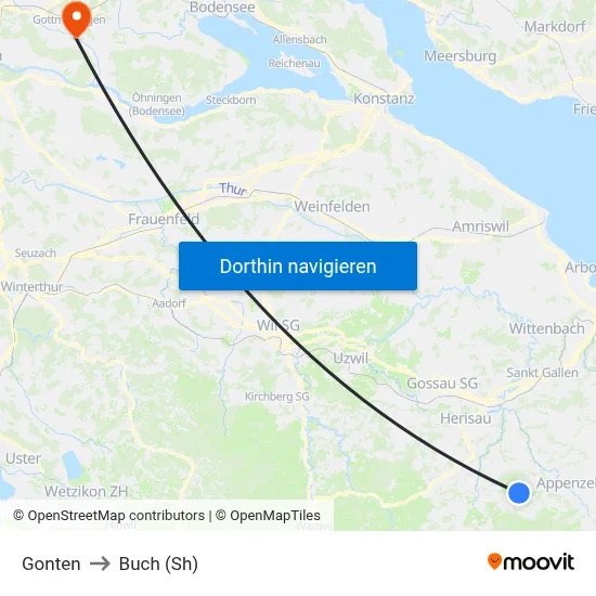 Gonten to Buch (Sh) map