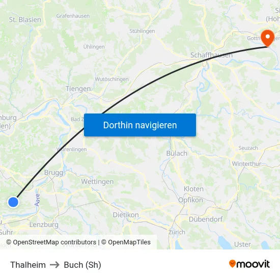 Thalheim to Buch (Sh) map