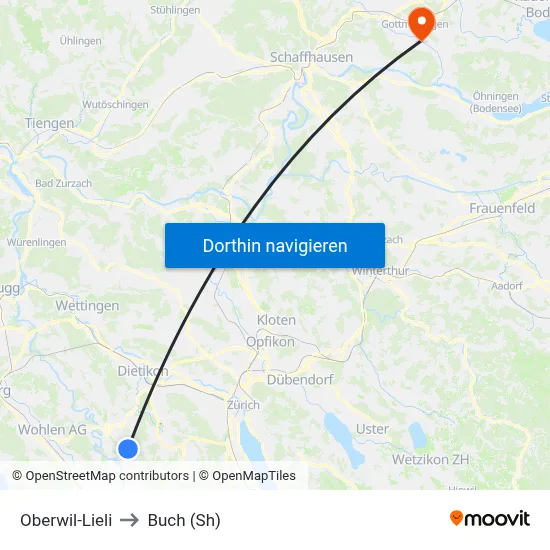 Oberwil-Lieli to Buch (Sh) map